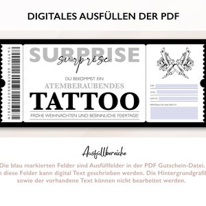 Personalisierter Gutschein Tattoo Ticket PDF Download Weihnachten Tattoogutschein Gutscheinkarte Gutscheine Zum Ausdrucken Zum Ausfüllen Bild 6