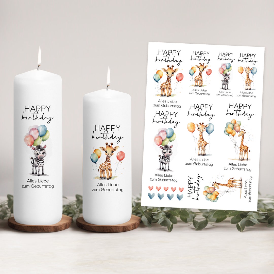 Candle Tattoos Birthday Zebra Giraffe Happy Birthday PDF Template