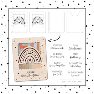 Archivo láser dinero regalo arco iris deseo cumplimiento sobre SVG EPS DXF vale tarjeta de regalo corte láser descarga digital v272