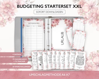 Starterset Budgetieren XXL STARTER SET - A6 A7 Budget Binder Einlagen Download Challenges Budget Planer Dashboards Deckblatt Pdf v41