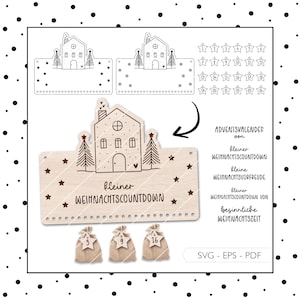 Laser file Advent calendar SVG EPS PDF vector Christmas Advent Christmas house Advent calendar numbers Laser Cut Digital Download v557