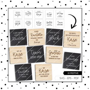 Laserbestand Raclette SVG Oudejaarsavond Raclette Coasters Gezegden Lasergravure Laser Cut Digitale Download 826