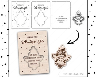 Laser file Guardian Angel SVG EPS DXF Keychain Lucky Charm Laser Cut Digital Download v371