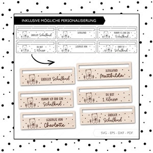 Fichier laser aide à la lecture sac d’école inscription scolaire SVG EPS DXF cadeau d’écolier retour à l’école ours laser découpé téléchargement numérique 253