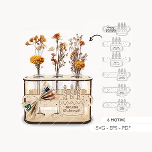 Laser file Birthday SVG flower holder money gift birthday gift gift idea test tube holder laser cut incl. business license 922