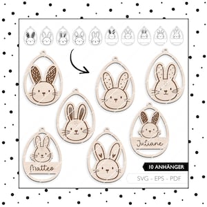 Laserdatei Ostern Geschenkanhänger SVG EPS PDF Osterhase Geschenk Anhänger Laser Cut Digitaler Download 910