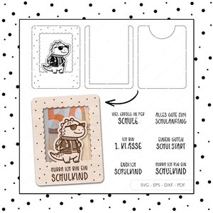 Archivo láser de regreso a la escuela dinero regalo dinosaurio SVG EPS DXF vale escuela niño inscripción titular de la tarjeta de regalo Laser Cut Descargar v190