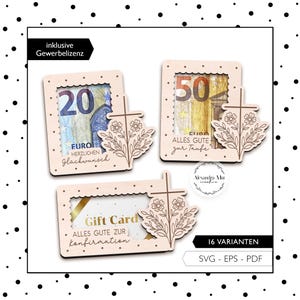 Regalo de dinero en formato láser SVG para bautismo, confirmación, comunión, porta dinero, tarjeta de regalo, cupón, corte láser, descarga digital 995