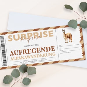 Personalisierter Gutschein Alpakawanderung Ticket PDF Download Alpaka Ausflug Bearbeitbare Gutscheine Zum Ausdrucken Und Zum Ausfüllen v2 Bild 3