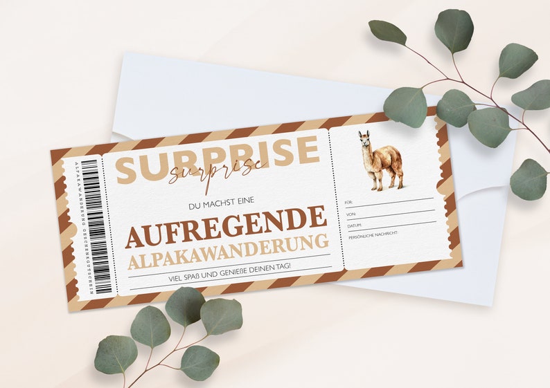 Personalized voucher alpaca hike ticket PDF download alpaca excursion editable vouchers for printing and filling out v2 image 3