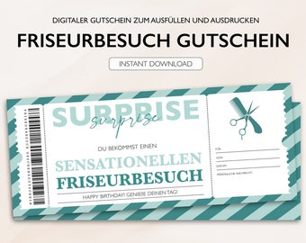 Personalized voucher hairdresser ticket PDF download hairdresser voucher haircut editable vouchers for printing and filling out