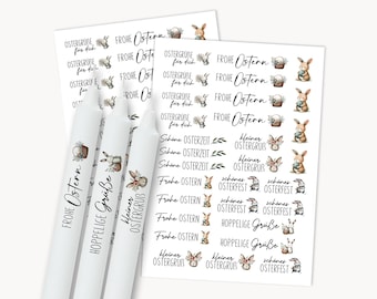 Plantilla PDF de tatuaje de vela de Pascua para velas Tobogán de agua Feliz Pascua para imprimir Velas Conejito de Pascua