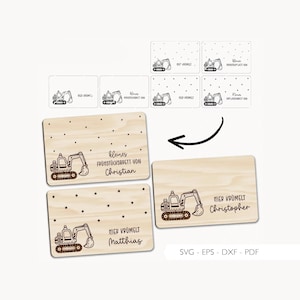 Laserdatei Frühstücksbrettchen Brettchen Bagger SVG EPS DXF Frühstücksbrett Bagger Brett Laser Cut Digitaler Download v246