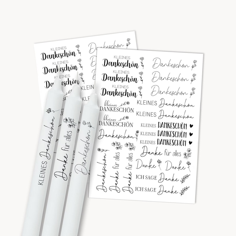 Thank you candle tattoos | PDF template for candles | Waterslide candle decal | Thank you candle tattoo for taper candles | Decorating candles | Printable image 1