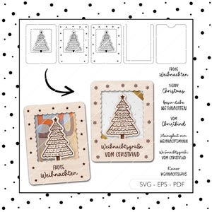 レーザー ファイル クリスマス マネー ギフト券包装 SVG EPS PDF ギフト カード クリスマス プレゼント レーザー カット デジタル ダウンロード v544