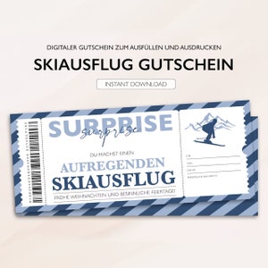 Bon billet de ski personnalisé PDF à télécharger Séjour au ski de Noël Bons de ski au ski à imprimer et à remplir