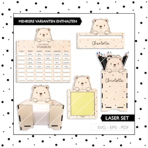 Arquivo a laser, auxílio para leitura, inscrição escolar, suporte para caneta svg, urso, presente para crianças, volta às aulas, corte a laser, download digital 876