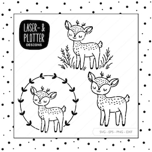 Plotterdatei Reh SVG Eps DXF PNG | Digistamp Reh Laserdatei Laser Gravur Lasergravur Plotter Datei Digitaler Download v523