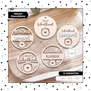 Laserdatei Anhänger Schultüte Einschulung SVG Schulkind Geschenkanhänger Schulanfang Laser Cut Digitaler Download 985