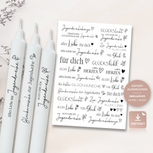 Candle tattoos for youth consecration | PDF template candles water slide film I youth consecration stick candles | Candles decorating gift | To print