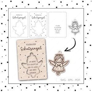Fichier laser Ange Gardien SVG EPS DXF Porte-clés Lucky Charm Laser Cut Digital Download v568