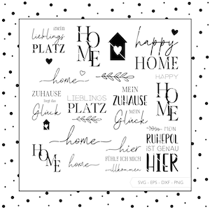 Plotterbestanden SVG Eps DXF PNG | Home Home Belettering Gezegden Clipart Plotterbestand Duits Vinyl Laser Cut Plotter Digitale Download v1