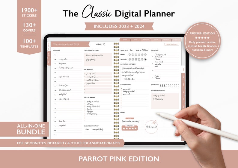 Digital Planner 2023 2024 Tablet Goodnotes Notability Digital Etsy