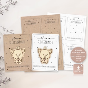 Druckvorlage Glücksbringer PDF Vorlage Zum Ausdrucken Geschenkkarte Glücksbringer Geschenk Verpackung PNG Plotterdatei Download 776
