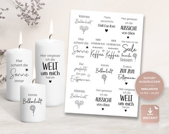 Candle tattoos balcony home lettering | PDF Candles Water Slide Film For Block Candles Pillar Candles | Decorate candles | To print