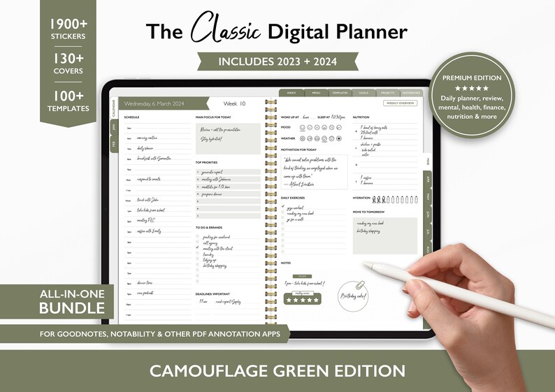 Digital Planner 2023 2024 Tablet Goodnotes Notability Digital Etsy
