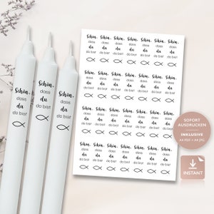 Vela tatuajes confirmación regalo invitado Que bueno que estés aquí | Plantilla PDF velas diapositiva de agua película para velas de palo | Para imprimir v1