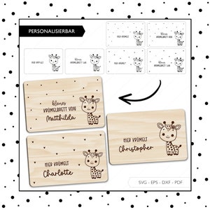 Laserbestand ontbijtplank bestuur giraffe SVG EPS DXF ontbijtplank kinderen board lasergesneden digitale download v352