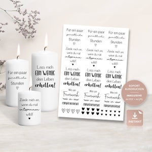 Candle tattoos funny sayings lettering | PDF candles water slide film for block candles pillar candles | Decorating candles | For printing