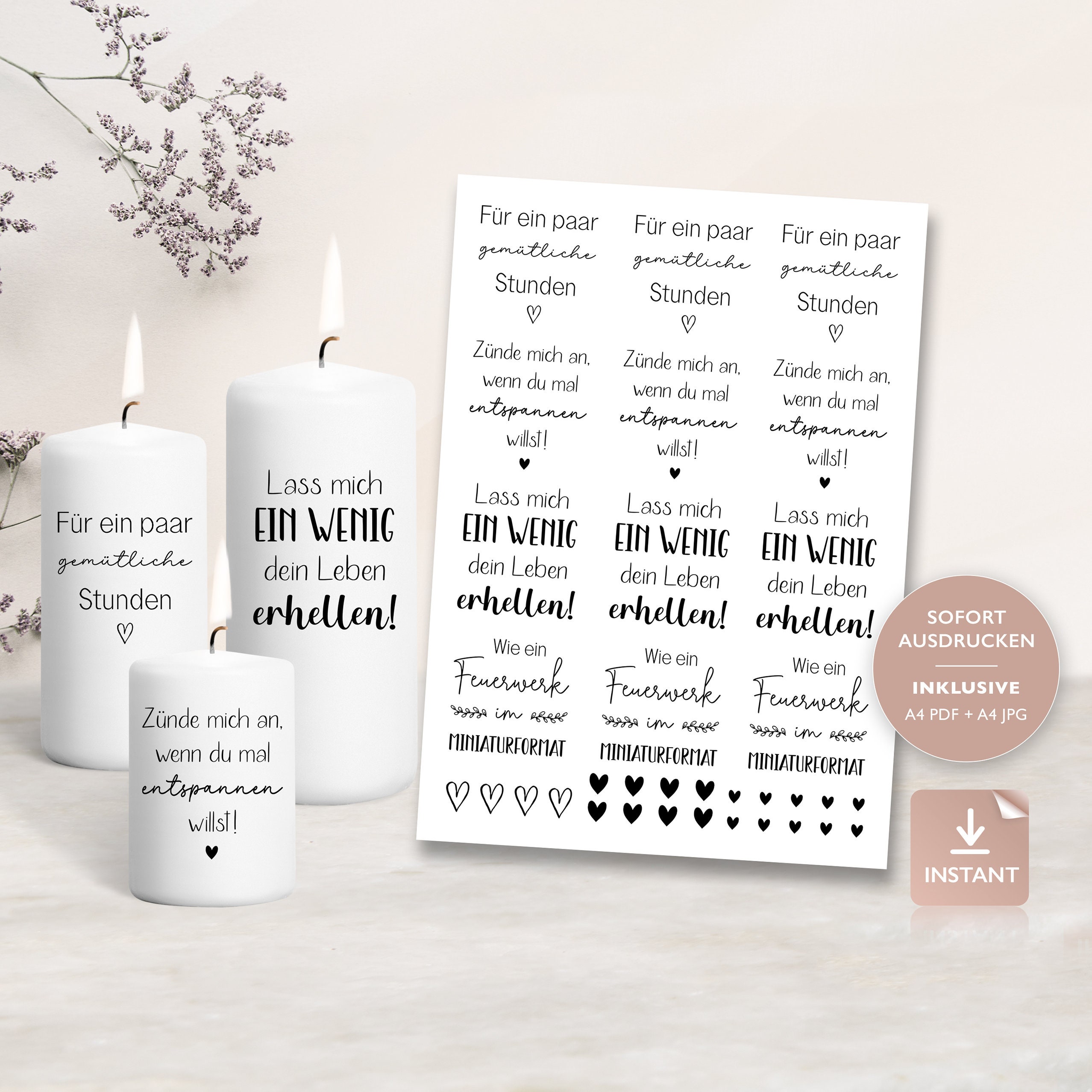 Kerzentattoos Lustige Sprüche Schriftzug PDF Kerzen Etsy.de