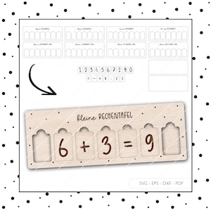 Laserdatei Rechentafel SVG EPS DXF Rechenbrett Schulkind Rechnen Lernen Geschenk Schulanfang Einschulung Laser Cut Digitaler Download v454