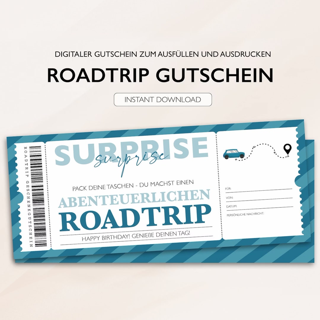 Personalisierter Gutschein Reise Ticket PDF Download Reisegutschein