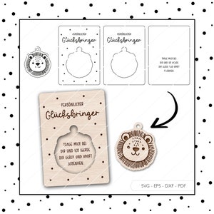 Archivo láser Lucky Charm Lion SVG EPS DXF Guardian Angel Llavero Corte Láser Descarga Digital v452