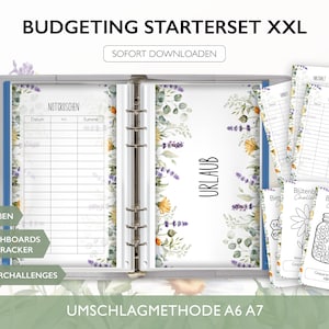 Starterset Budgetieren XXL STARTER SET - A6 A7 Umschlagmethode Budget Binder Download Challenges Budget Tracker Dashboards Deckblatt Pdf v28