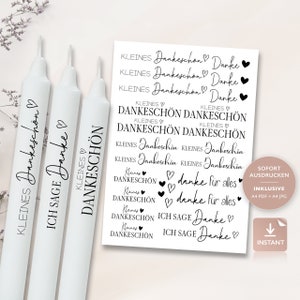 Tatouages de bougies merci | Modèle PDF pour bougies film toboggan aquatique Je vous remercie bougie tatouage bâton bougies | Décorer des bougies |  Imprimer