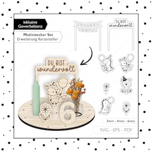 Laser File Birthday Plate Motif Plug SVG Birthday Candle Plate Set Basic Extension Laser Cut Digital Download 950