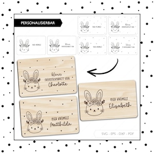 Laserdatei Frühstücksbrettchen Hase Brettchen SVG EPS DXF Frühstücksbrett Hase Brett Laser Cut Digitaler Download v322