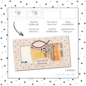 Fichier laser Communion Argent Cadeau Enveloppe SVG EPS DXF Enveloppe Communion Money Holder Laser Cut Digital Download v193