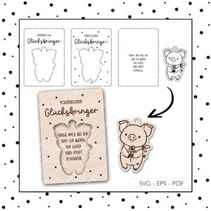 Arquivo a laser Lucky Charm SVG PDF EPS Lucky Pig Chaveiro Corte a laser Download digital v586