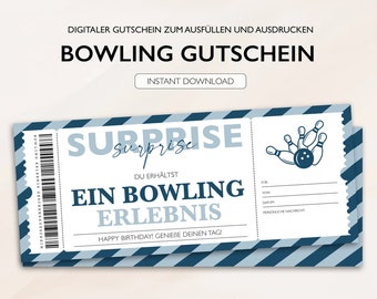 Personalisierter Gutschein Bowling Ticket Instant Download Bowling Bearbeitbare Gutscheine Zum Ausdrucken Und Zum Ausfüllen