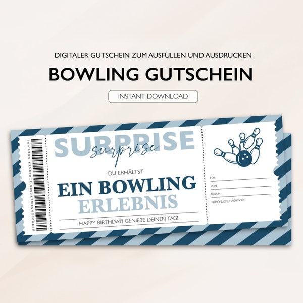 Personalisierter Gutschein Bowling Ticket Instant Download Bowling Bearbeitbare Gutscheine Zum Ausdrucken Und Zum Ausfüllen