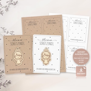 Druckvorlage Schutzengel PDF Vorlage Zum Ausdrucken Geschenkkarte Engel Geschenk Verpackung PNG Plotterdatei Download 775