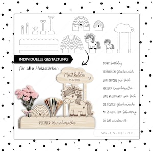 Archivo láser Regalo de dinero SVG EPS DXF Vector Rainbow Money Holder Cumpleaños Chica Caballo Tarjeta de regalo Corte láser Descarga digital v296