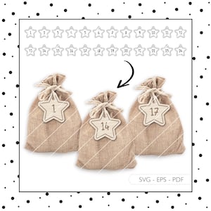 Laserdatei Adventskalender Zahlen SVG Advent Sterne Laser Datei 744