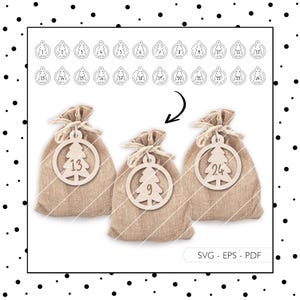Laserdatei Adventskalender Zahlen SVG Advent Tannenbaum Laser Datei 741