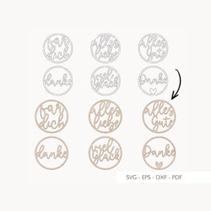 Laserdatei Geschenkanhänger SVG Eps DXF PDF Vektor Lasercut Anhänger Laser Cut Danke Plotterdatei Digitaler Download 79